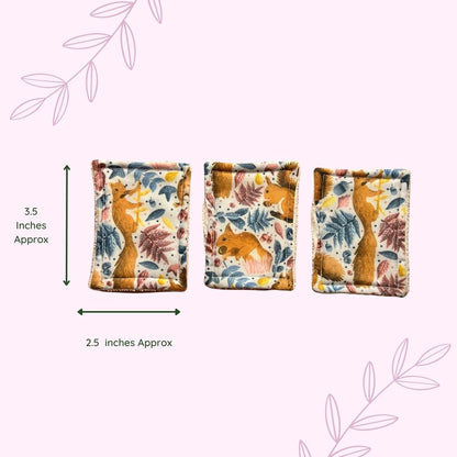 Charming red squirrel exfoliating pads, a great choice for sustainable skincare products and routines.