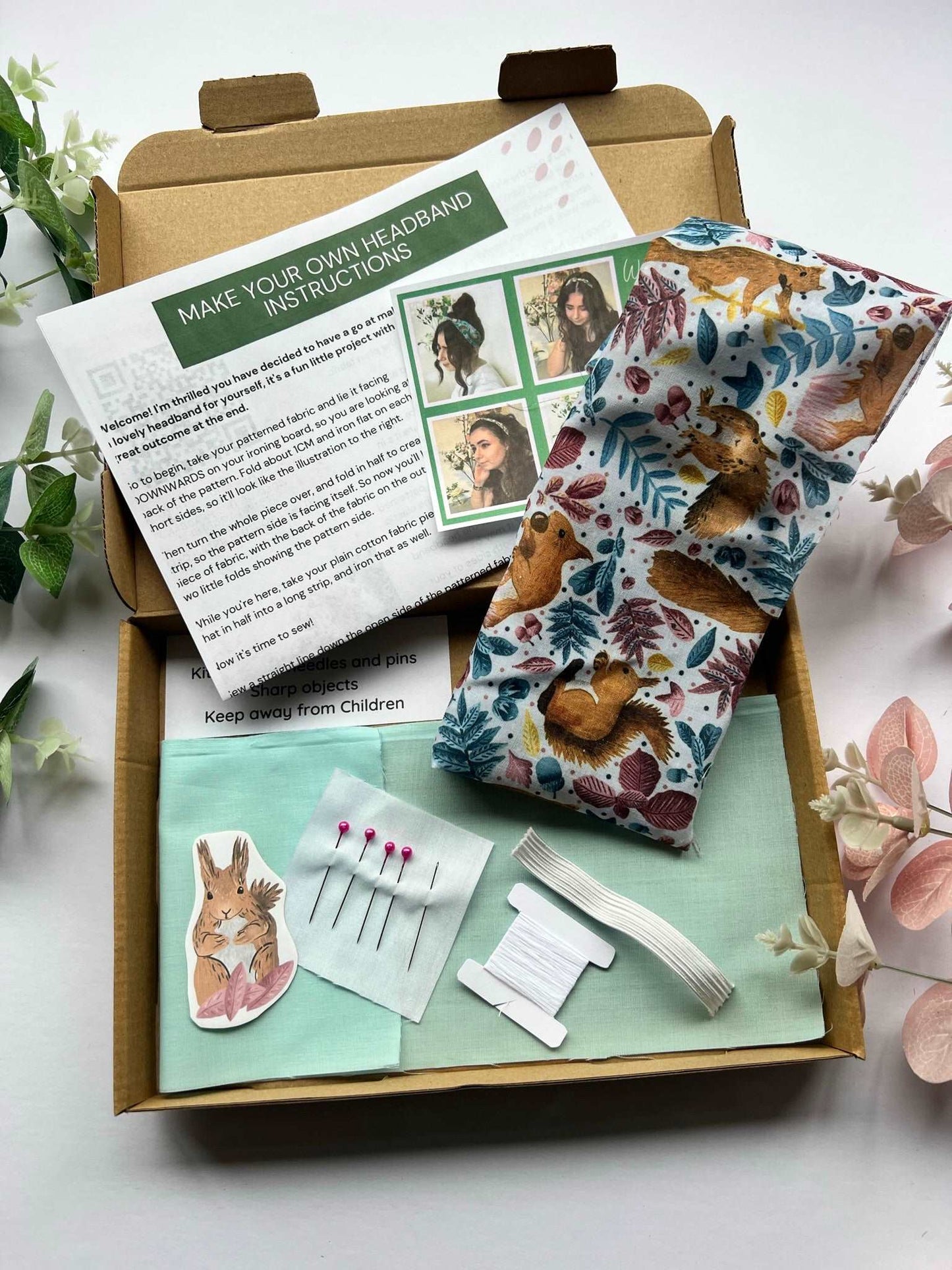 DIY Headband Kit featuring adorable red squirrel designs.